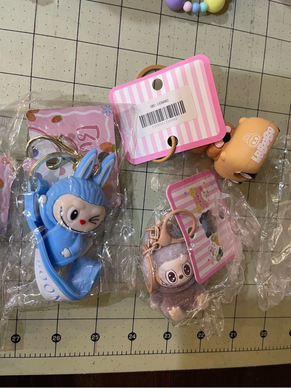 Favorite Characters Blue Bunny and Gray Sloth Keychain Plush Set